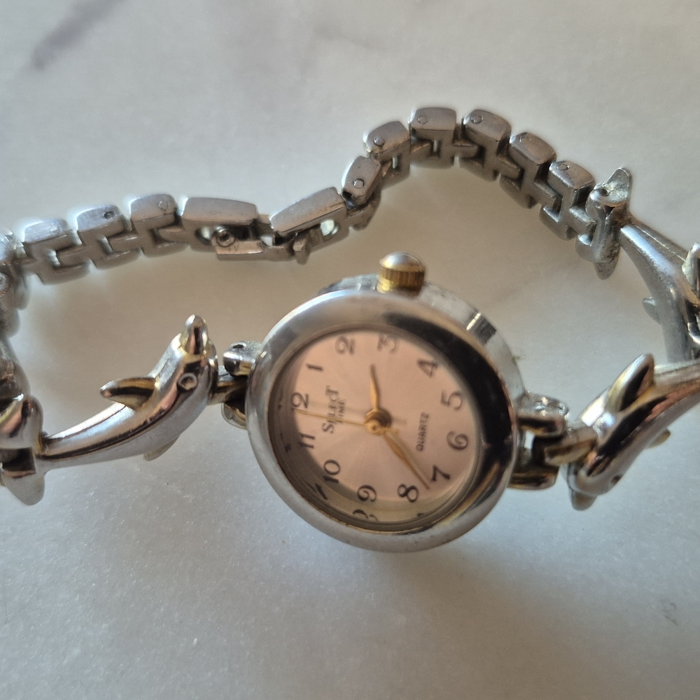 Silver and Gold Dolphin Women's Watch - Picture 2 of 8